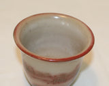 L Hjorth Red And White Marbled Japanese Inspired Cup 8 cm for sale bornholm. bornholm hjorth vase bæger rød hvid japansk til salg