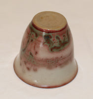 L Hjorth Red And White Marbled Japanese Inspired Cup 8 cm for sale bornholm. bornholm hjorth vase bæger rød hvid japansk til salg