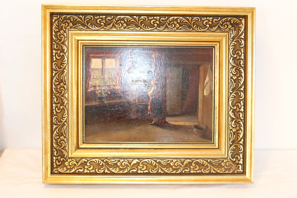 H. V. R. Magaard maleri olie på plade almueskildring