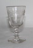 Antique Wellington Wine Glass Etched With Decorative Pattern for sale. antik antikt wellington glas slebet graveret til salg